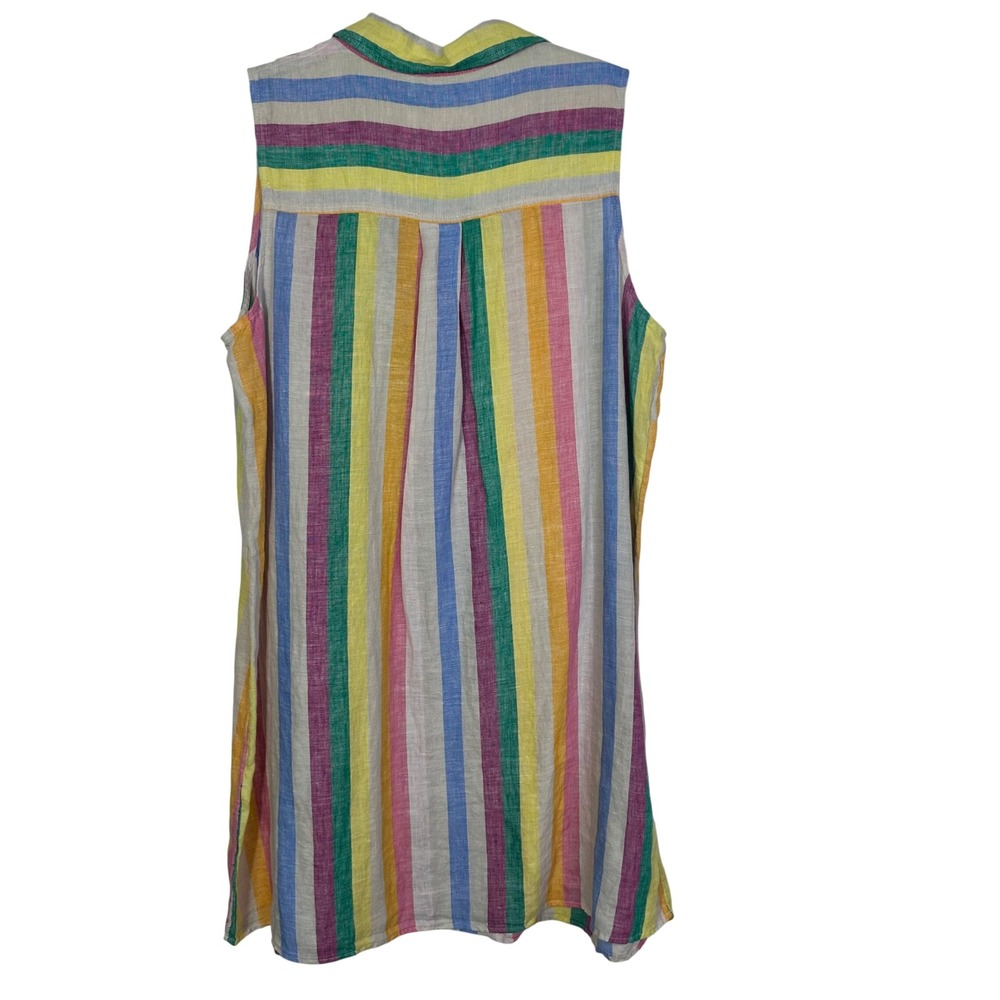 C&C California Womens 1X Linen Shirt Dress Sleeveless Multicolor Stripe NWT - Picture 3 of 16